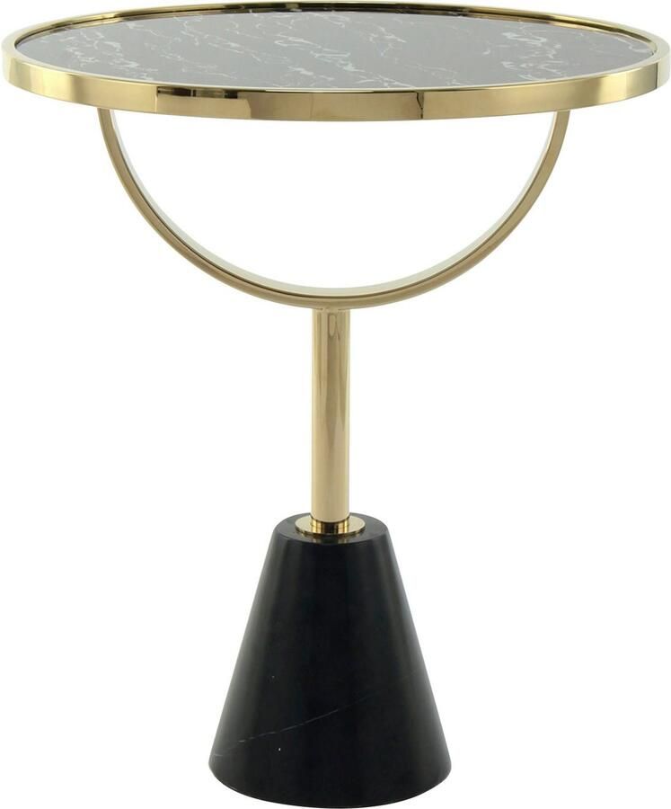 Kayoom Bijzettafel Rocio opvallend design stabiele marmeren sokkel opvallend frame stabiele marmeren voet gemarmerde glazen plaat (1 stuk)