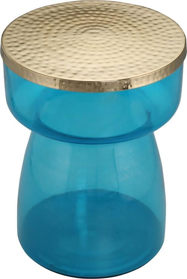 Kayoom Bijzettafel Roman 125 mondgeblazen glazen lichaam mondgeblazen glazen lichaam retro-design goudkleurige metalen tafelblad (1 stuk) - Foto 4