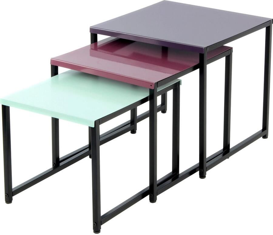 Kayoom Bijzettafel South 110 3-delige set tafelset in modern ontwerp Ruimtebesparende bijzettafels in bonte kleuren onderhoudsvriendelijk (set 3 stuks) - Foto 4