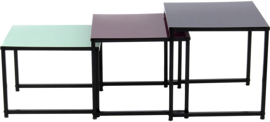 Kayoom Bijzettafel South 110 3-delige set tafelset in modern ontwerp Ruimtebesparende bijzettafels in bonte kleuren onderhoudsvriendelijk (set 3 stuks) - Foto 7
