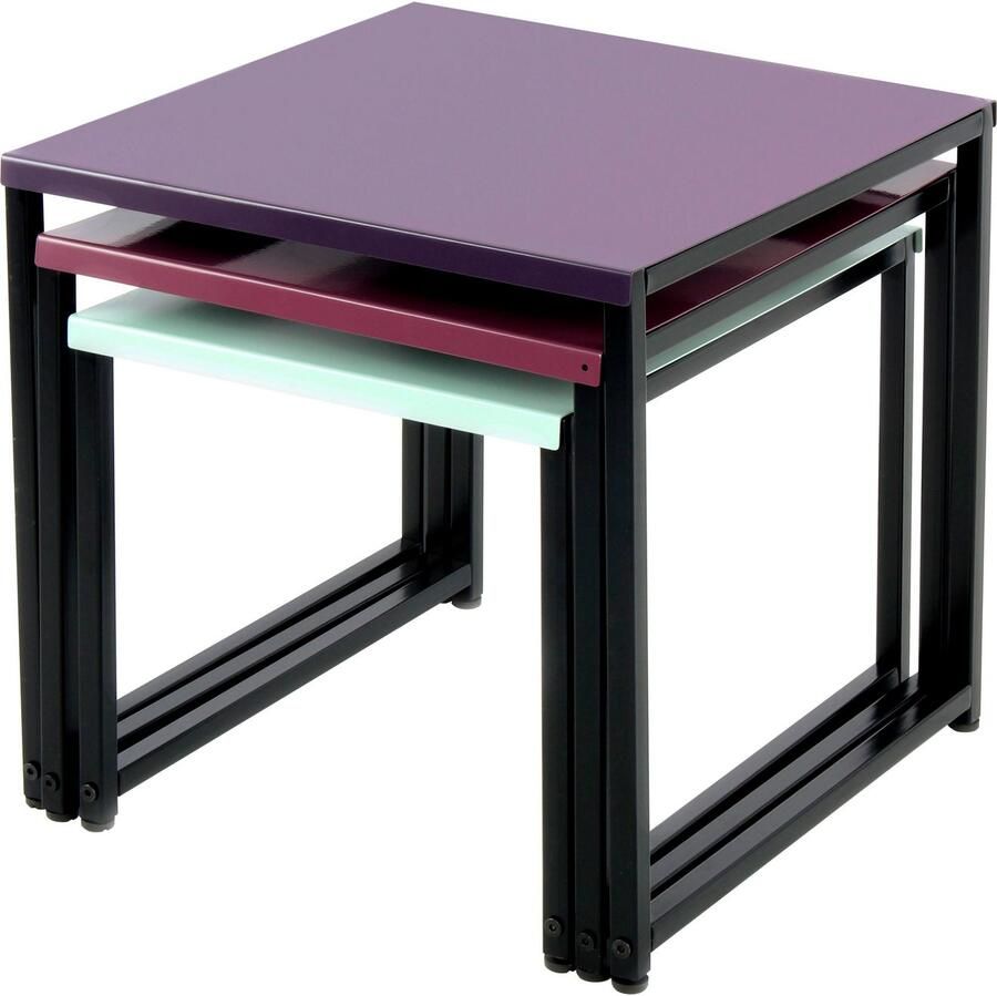 Kayoom Bijzettafel South 110 3-delige set tafelset in modern ontwerp Ruimtebesparende bijzettafels in bonte kleuren onderhoudsvriendelijk (set 3 stuks) - Foto 2