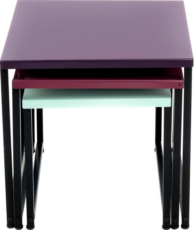 Kayoom Bijzettafel South 110 3-delige set tafelset in modern ontwerp Ruimtebesparende bijzettafels in bonte kleuren onderhoudsvriendelijk (set 3 stuks) - Foto 5