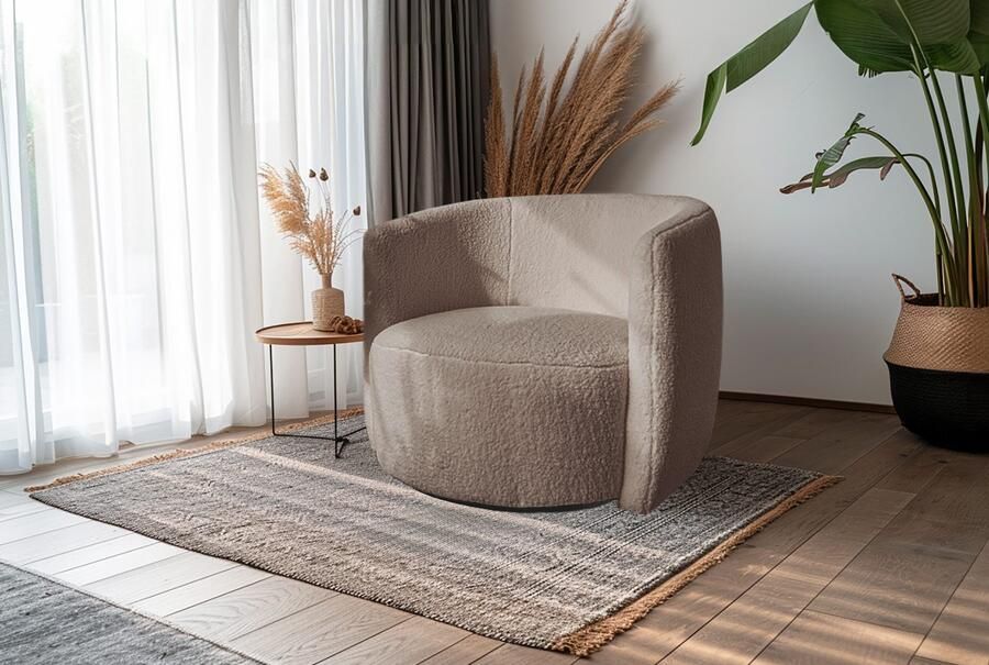 Kayoom Draaibare fauteuil Stoel Aveiro 125 BESTSELLER! teddystoel bohem scandy knuffelzacht teddy-stof comfortabel gepolsterd minimalistisch (1 stuk) - Foto 6