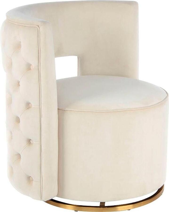 Kayoom Fauteuil Draaistoel Beverly 125 draaibaar frame van staal fluweelachtige oppervlakte (1 stuk) - Foto 4