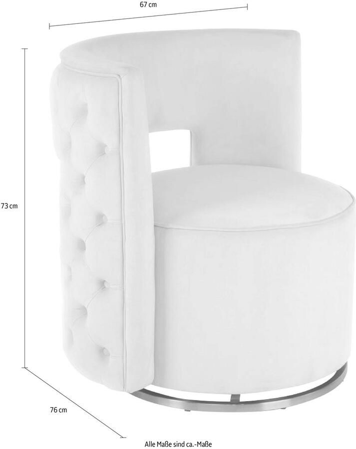 Kayoom Fauteuil Draaistoel Beverly 125 draaibaar frame van staal fluweelachtige oppervlakte (1 stuk) - Foto 5