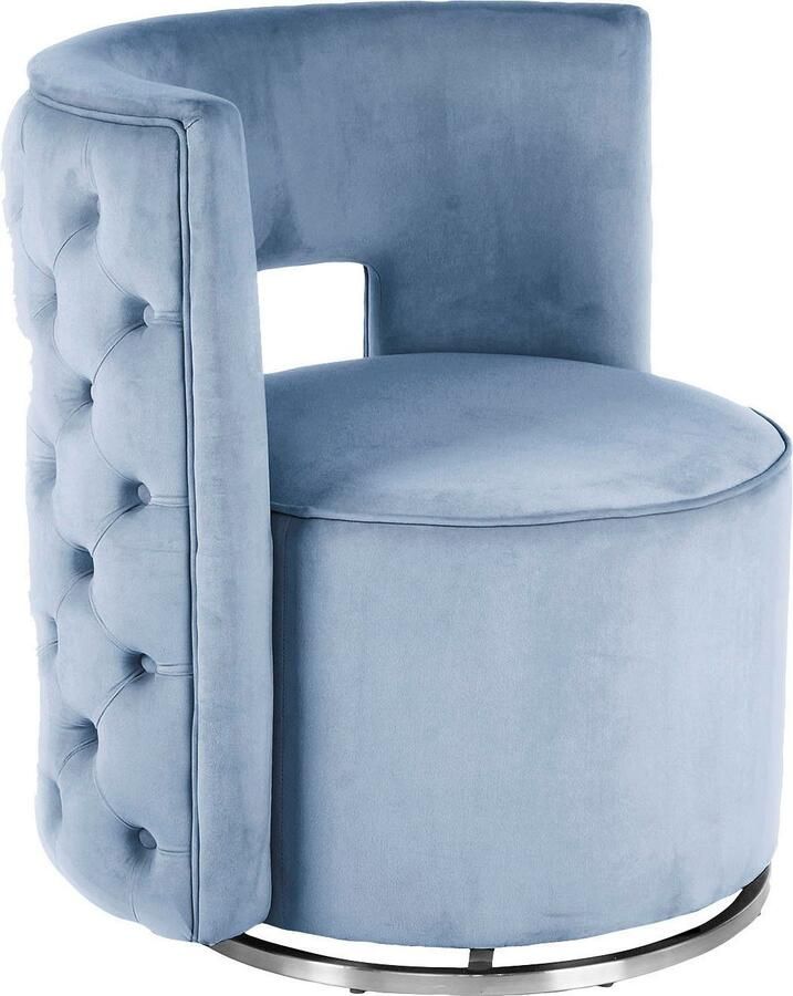 Kayoom Fauteuil Draaistoel Beverly 125 draaibaar frame van staal fluweelachtige oppervlakte (1 stuk) - Foto 4