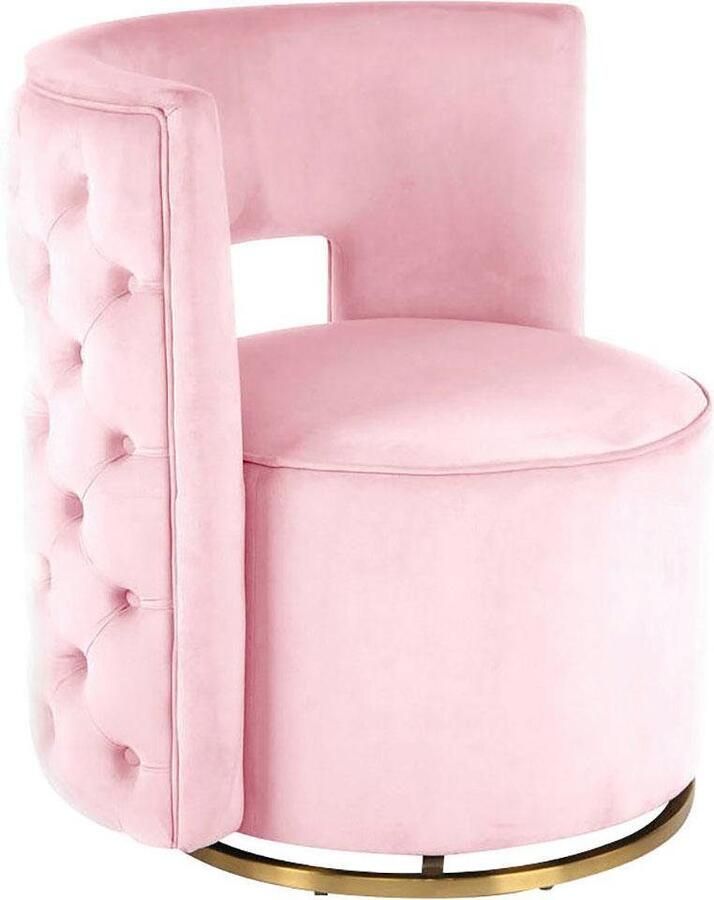 Kayoom Fauteuil Draaistoel Beverly 125 draaibaar frame van staal fluweelachtige oppervlakte (1 stuk) - Foto 4