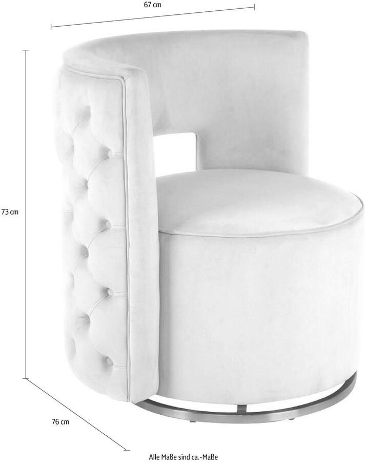 Kayoom Fauteuil Draaistoel Beverly 125 draaibaar frame van staal fluweelachtige oppervlakte (1 stuk) - Foto 5