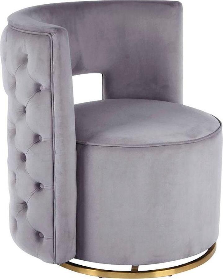 Kayoom Fauteuil Draaistoel Beverly 125 draaibaar frame van staal fluweelachtige oppervlakte (1 stuk) - Foto 4