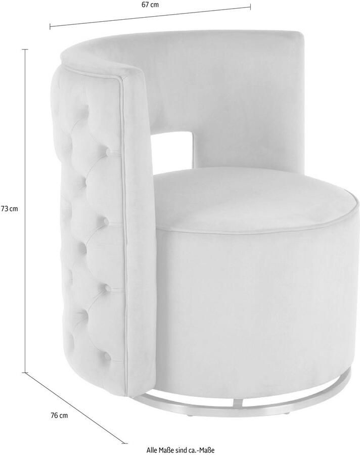 Kayoom Fauteuil Draaistoel Beverly 125 draaibaar frame van staal fluweelachtige oppervlakte (1 stuk) - Foto 5