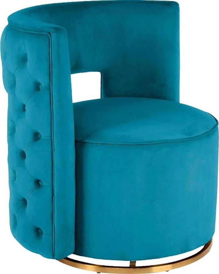 Kayoom Fauteuil Draaistoel Beverly 125 draaibaar frame van staal fluweelachtige oppervlakte (1 stuk) - Foto 4