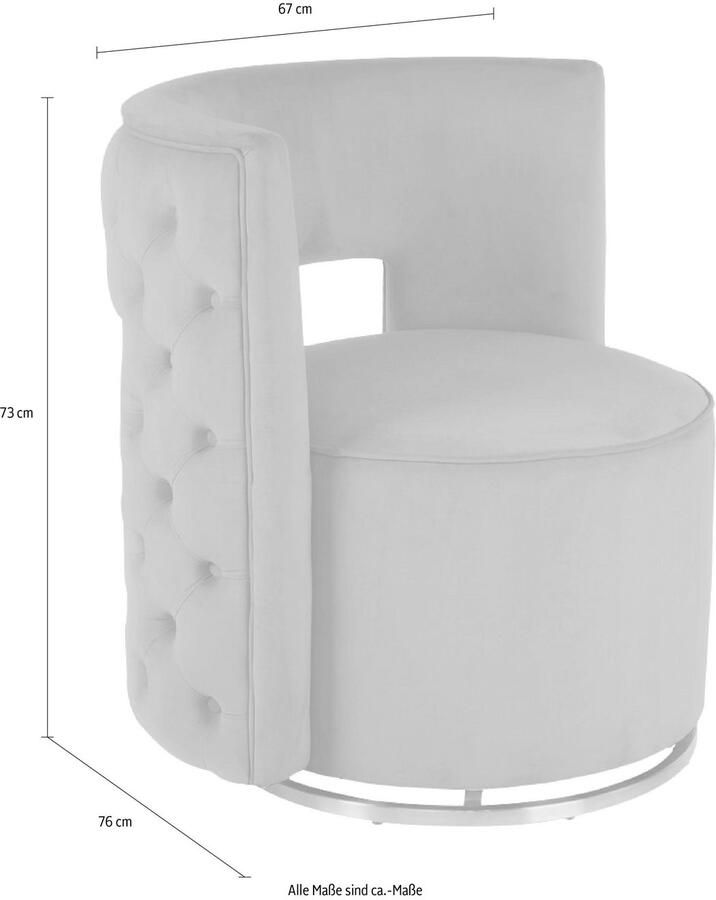 Kayoom Fauteuil Draaistoel Beverly 125 draaibaar frame van staal fluweelachtige oppervlakte (1 stuk) - Foto 5