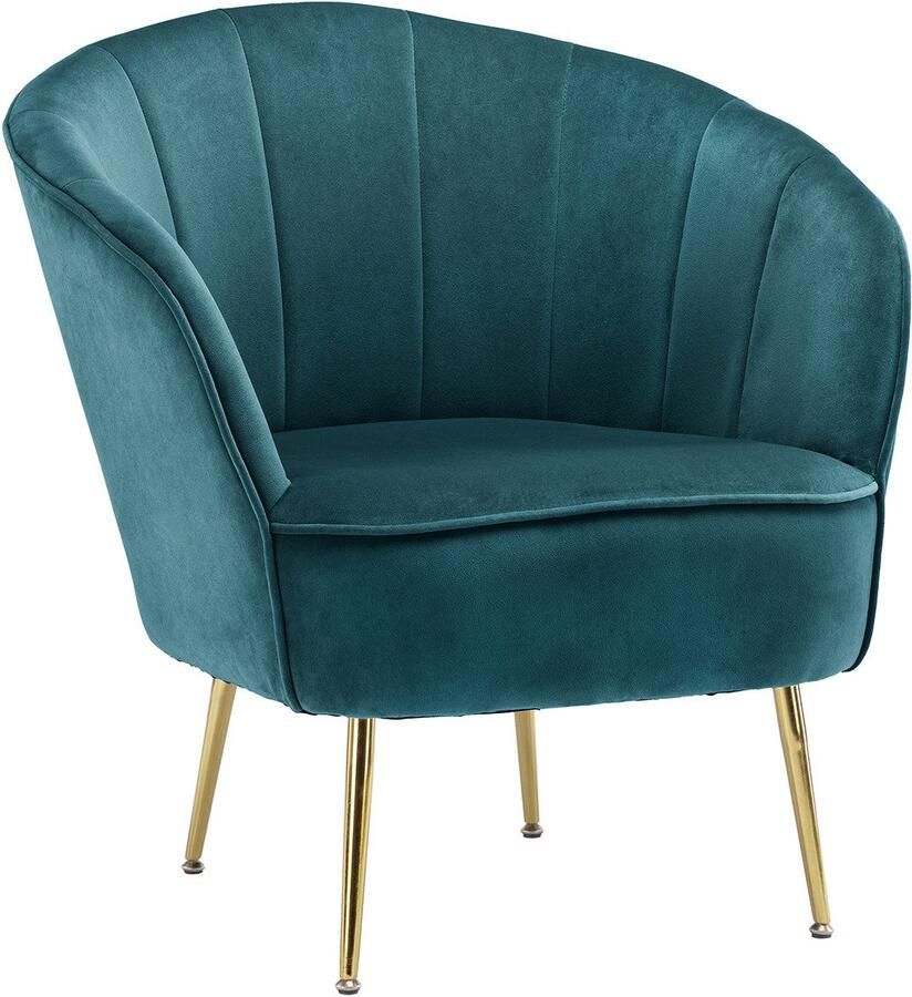 Kayoom Fauteuil Loulan 125 comfortabele cocktailstoel luxe fluwelen bekleding Cocktailstoel rugleuning met decoratieve naad metalen poten in goudkleur (1 stuk) - Foto 2