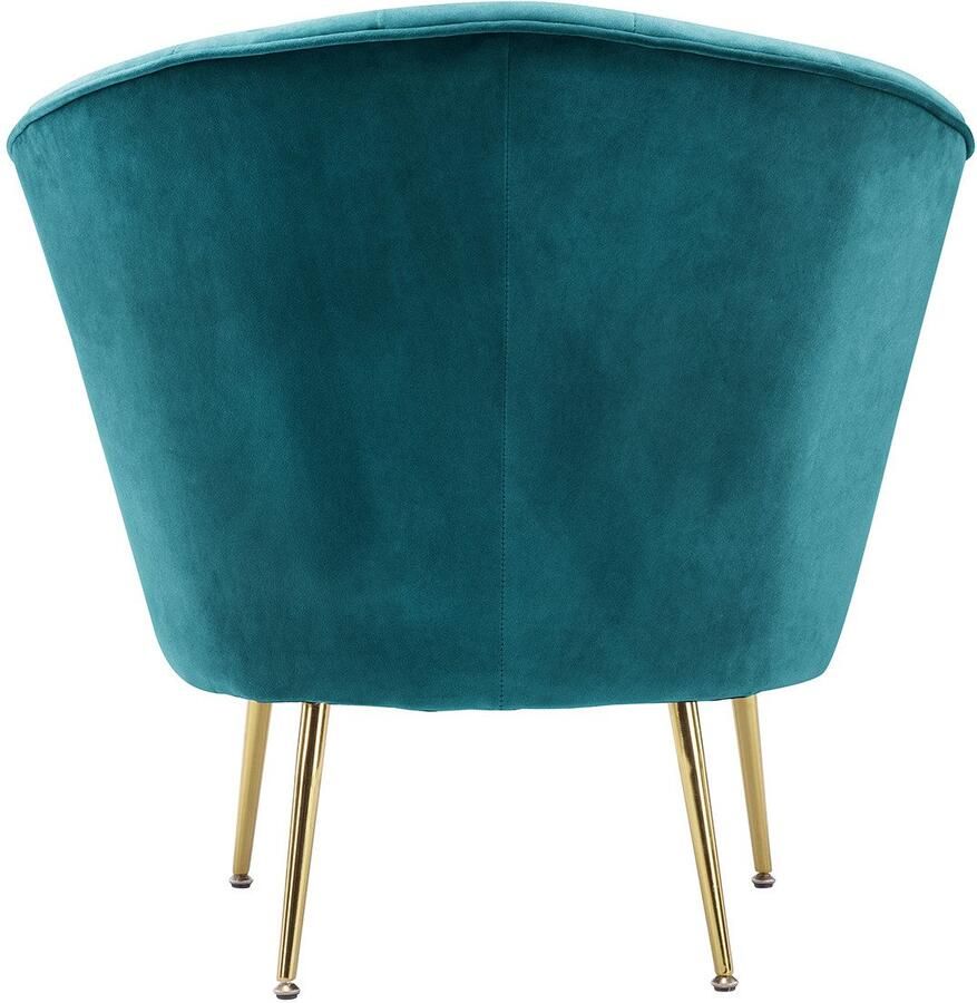 Kayoom Fauteuil Loulan 125 comfortabele cocktailstoel luxe fluwelen bekleding Cocktailstoel rugleuning met decoratieve naad metalen poten in goudkleur (1 stuk)
