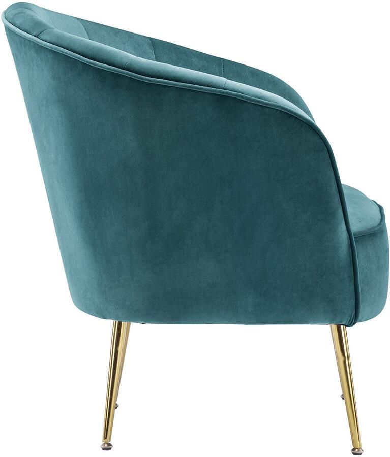 Kayoom Fauteuil Loulan 125 comfortabele cocktailstoel luxe fluwelen bekleding Cocktailstoel rugleuning met decoratieve naad metalen poten in goudkleur (1 stuk) - Foto 4