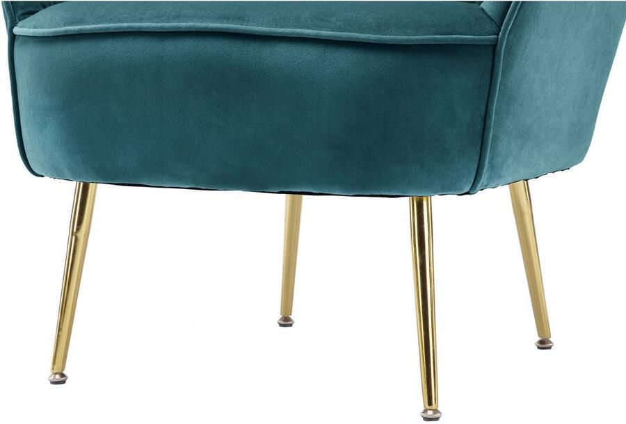 Kayoom Fauteuil Loulan 125 comfortabele cocktailstoel luxe fluwelen bekleding Cocktailstoel rugleuning met decoratieve naad metalen poten in goudkleur (1 stuk) - Foto 7
