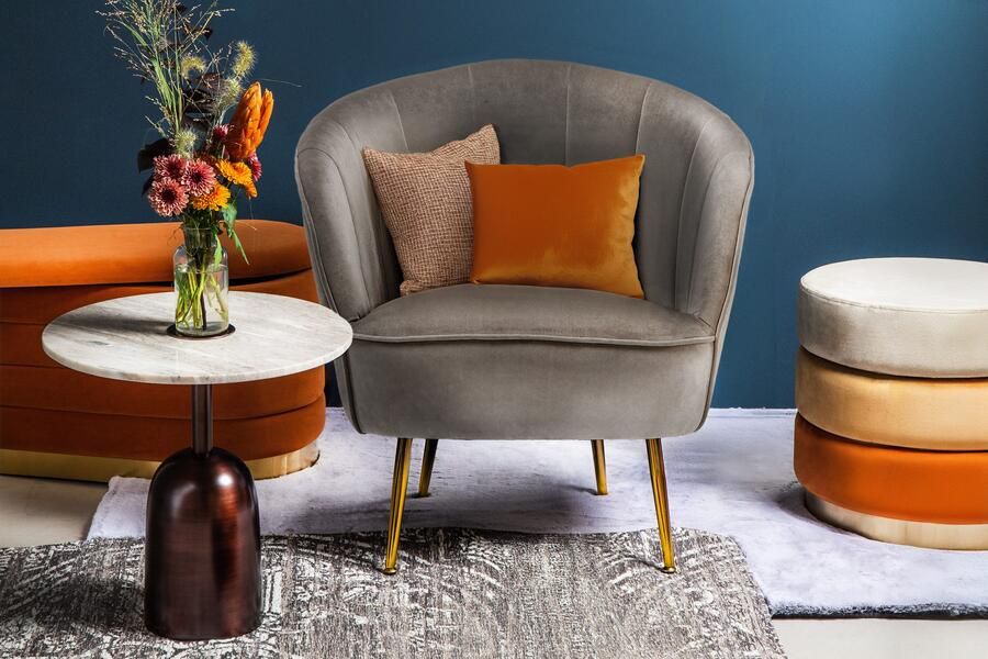 Kayoom Fauteuil Loulan 125 comfortabele cocktailstoel luxe fluwelen bekleding Cocktailstoel rugleuning met decoratieve naad metalen poten in goudkleur (1 stuk) - Foto 8