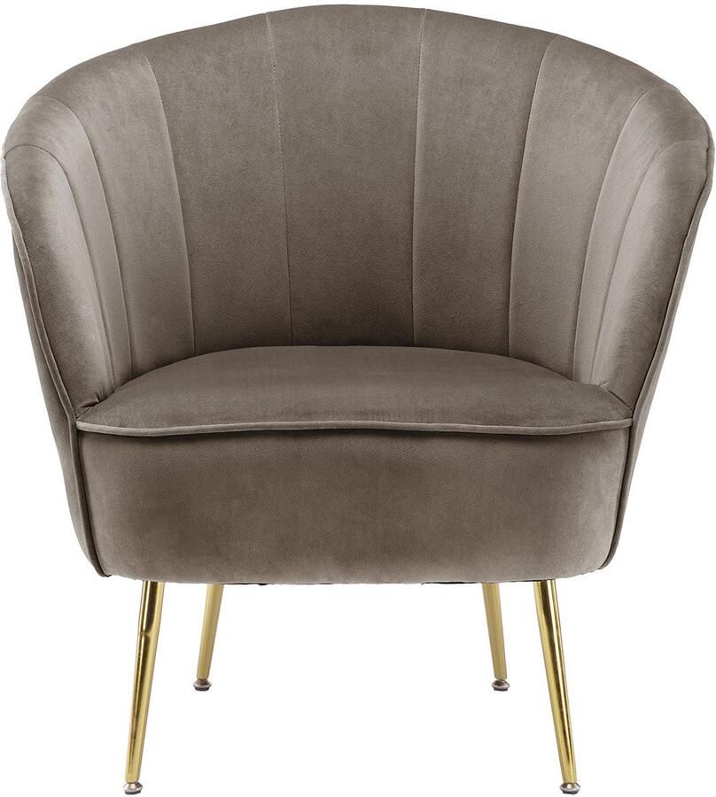 Kayoom Fauteuil Loulan 125 comfortabele cocktailstoel luxe fluwelen bekleding Cocktailstoel rugleuning met decoratieve naad metalen poten in goudkleur (1 stuk) - Foto 3