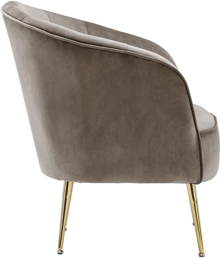 Kayoom Fauteuil Loulan 125 comfortabele cocktailstoel luxe fluwelen bekleding Cocktailstoel rugleuning met decoratieve naad metalen poten in goudkleur (1 stuk) - Foto 4
