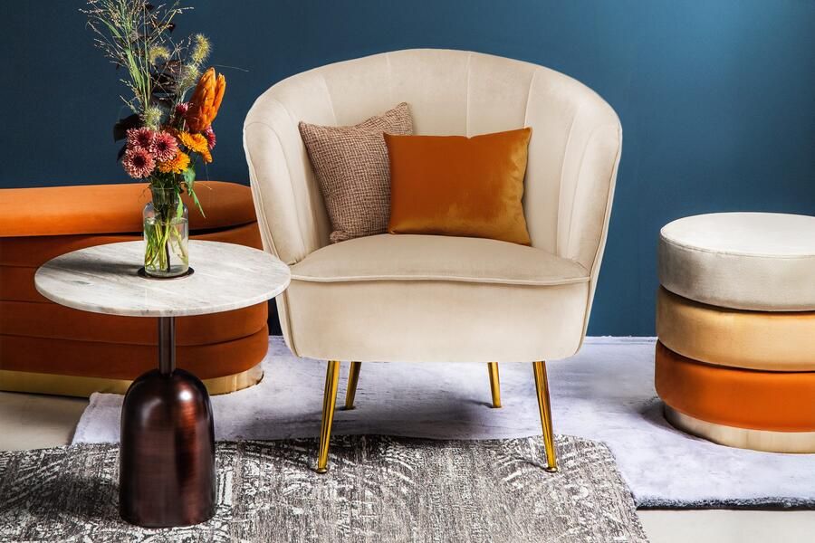 Kayoom Fauteuil Loulan 125 comfortabele cocktailstoel luxe fluwelen bekleding Cocktailstoel rugleuning met decoratieve naad metalen poten in goudkleur (1 stuk) - Foto 8