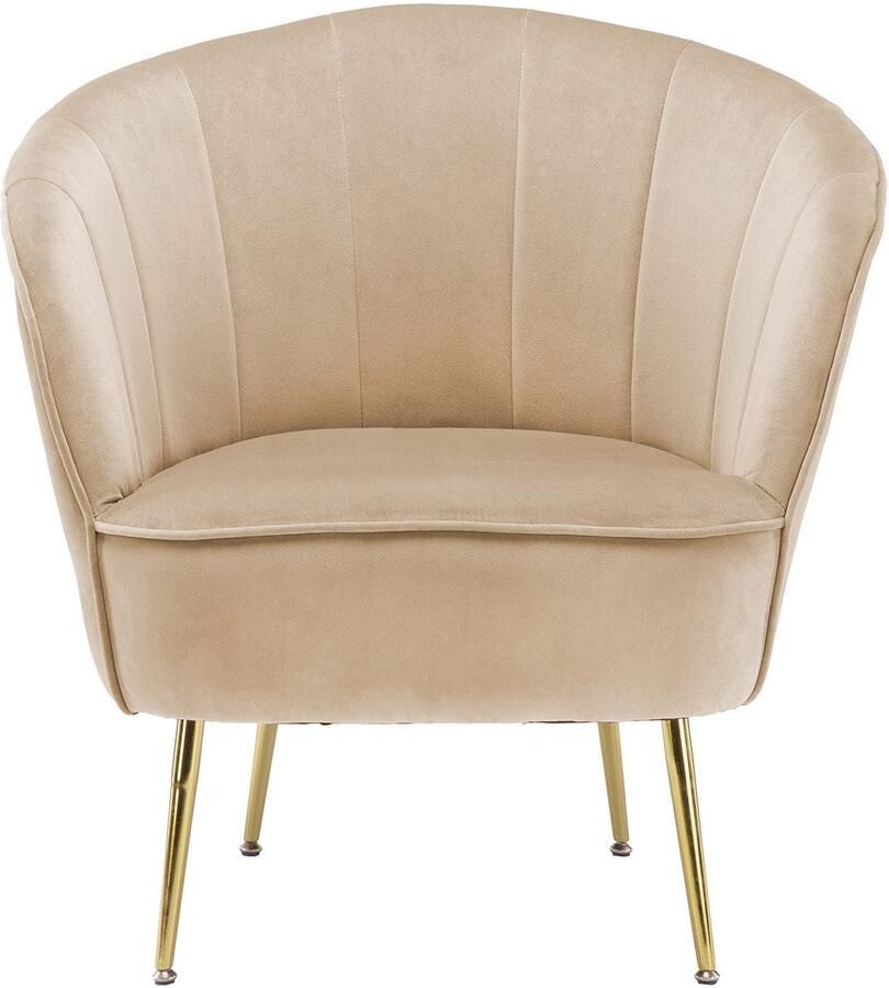 Kayoom Fauteuil Loulan 125 comfortabele cocktailstoel luxe fluwelen bekleding Cocktailstoel rugleuning met decoratieve naad metalen poten in goudkleur (1 stuk) - Foto 3