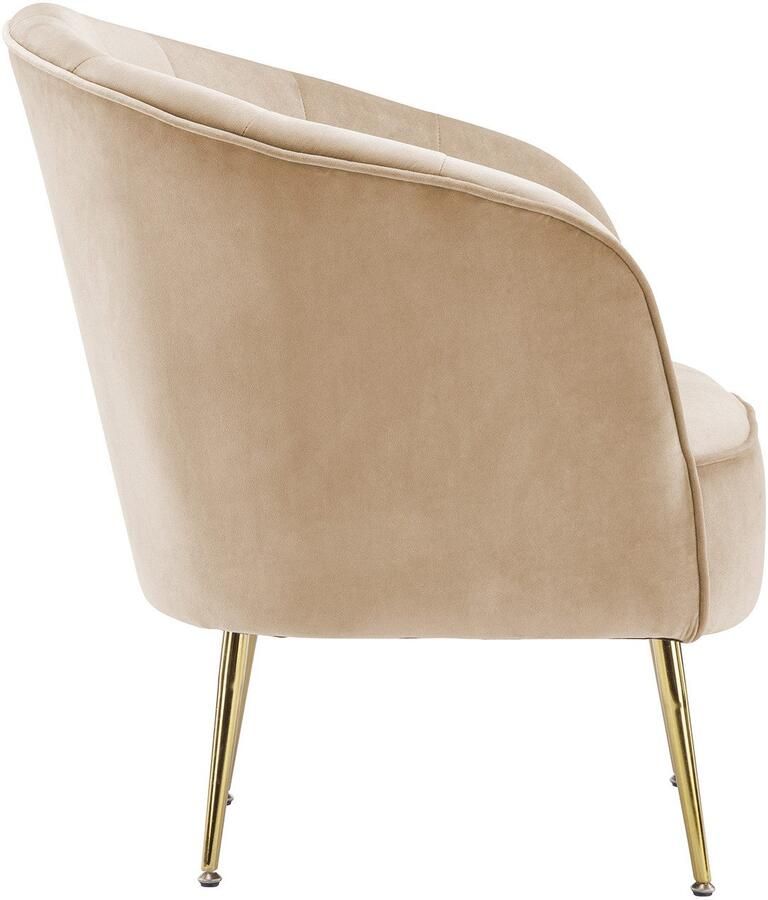Kayoom Fauteuil Loulan 125 comfortabele cocktailstoel luxe fluwelen bekleding Cocktailstoel rugleuning met decoratieve naad metalen poten in goudkleur (1 stuk) - Foto 4