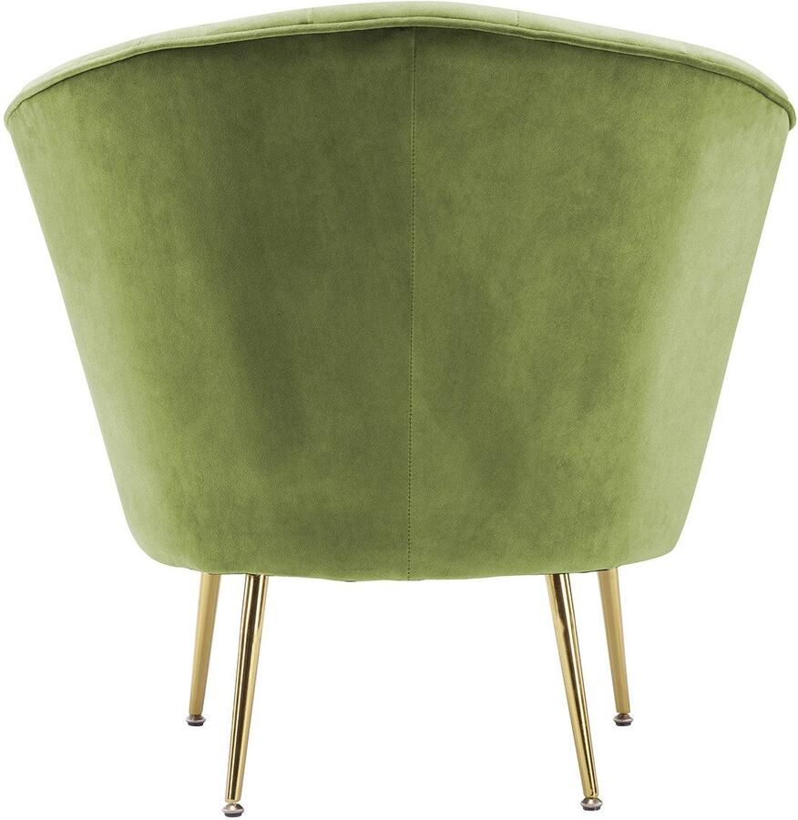 Kayoom Fauteuil Loulan 125 comfortabele cocktailstoel luxe fluwelen bekleding Cocktailstoel rugleuning met decoratieve naad metalen poten in goudkleur (1 stuk)