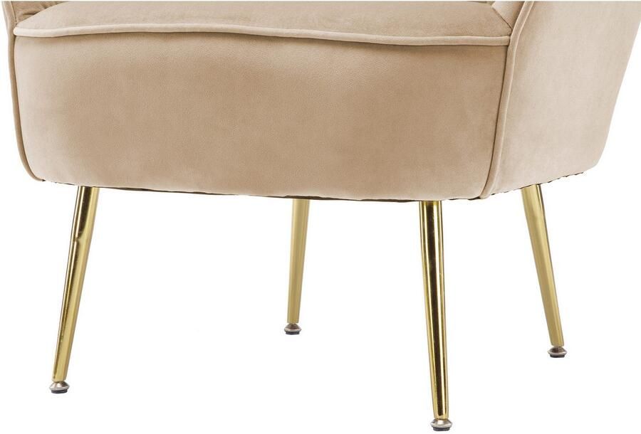Kayoom Fauteuil Loulan 125 comfortabele cocktailstoel luxe fluwelen bekleding Cocktailstoel rugleuning met decoratieve naad metalen poten in goudkleur (1 stuk) - Foto 7