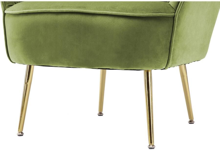 Kayoom Fauteuil Loulan 125 comfortabele cocktailstoel luxe fluwelen bekleding Cocktailstoel rugleuning met decoratieve naad metalen poten in goudkleur (1 stuk) - Foto 7