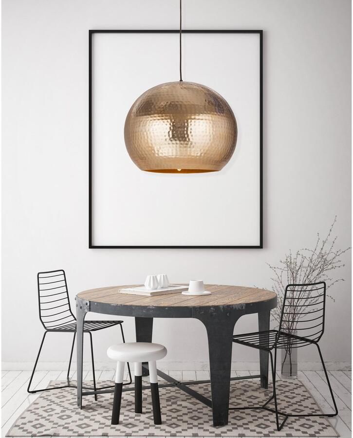 Kayoom Hanglamp Fabricia Metalen hanglamp in industriële stijl handgemaakt in klokvorm (1 stuk)