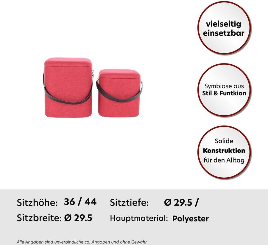 Kayoom Hocker Arabella 225 2-delige set afneembare zitting opslagruimte binnenin (set 2 stuks)