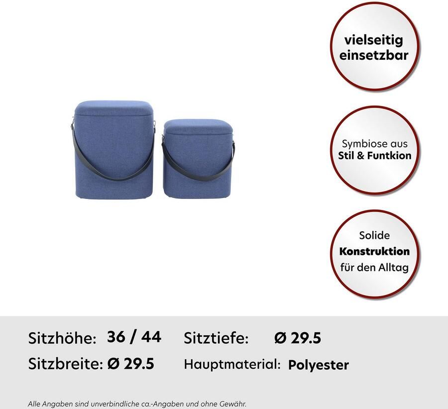 Kayoom Hocker Arabella 225 2-delige set afneembare zitting opslagruimte binnenin (set 2 stuks)