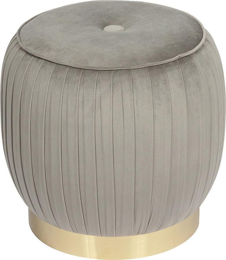 Kayoom Hocker Kruk Lyla 125 elegante uitstraling door goudkleurige sokkel fluwelen bekleding fluweelzacht gestikte siernaad roestvrijstalen voet hoogwaardige fluwelen bekleding (1 stuk) - Foto 3