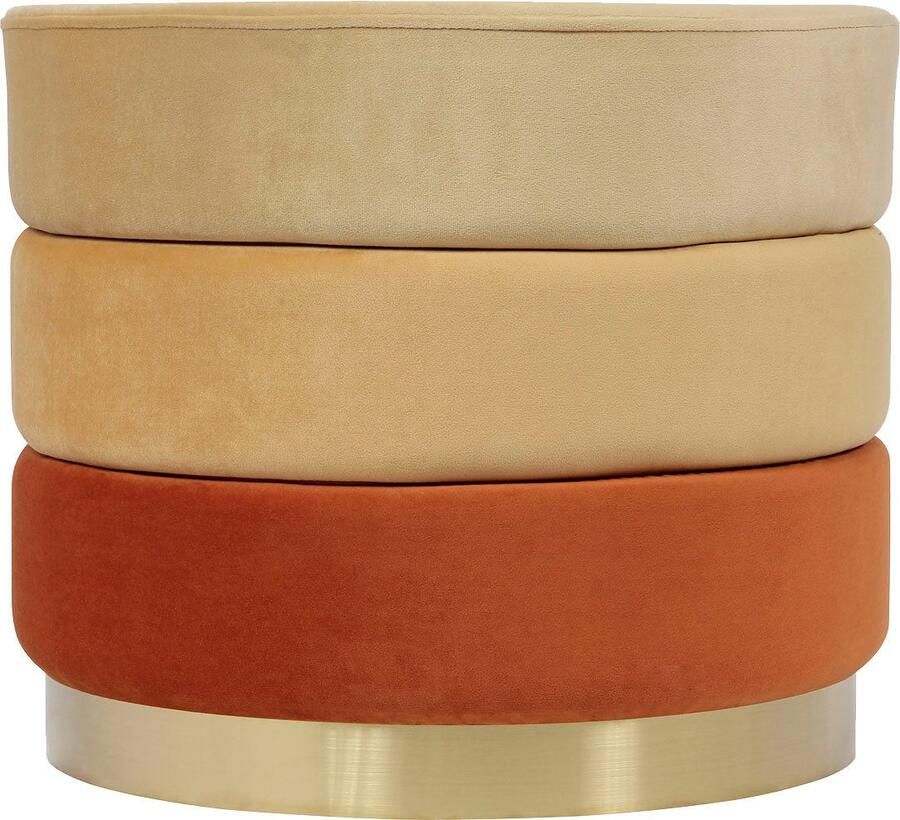 Kayoom Hocker Kruk Matilda 325 elegante uitstraling door goudkleurige sokkel Fluwelen bekleding gekleurde gelaagde padding goudkleurige basis (1 stuk) - Foto 3