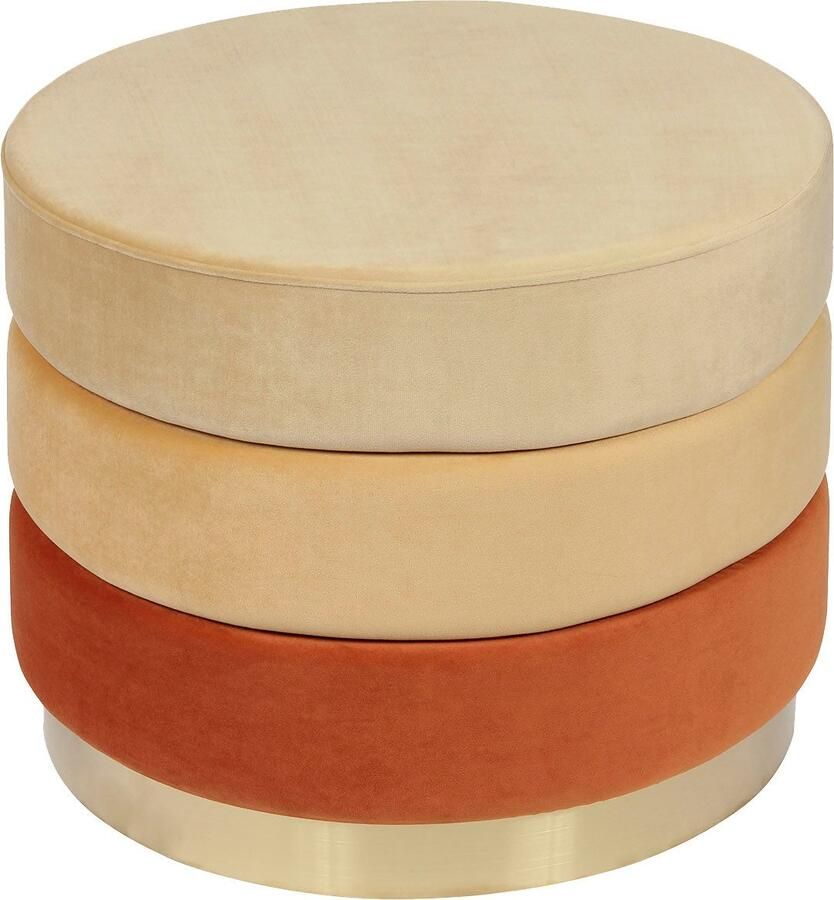 Kayoom Hocker Kruk Matilda 325 elegante uitstraling door goudkleurige sokkel Fluwelen bekleding gekleurde gelaagde padding goudkleurige basis (1 stuk) - Foto 2