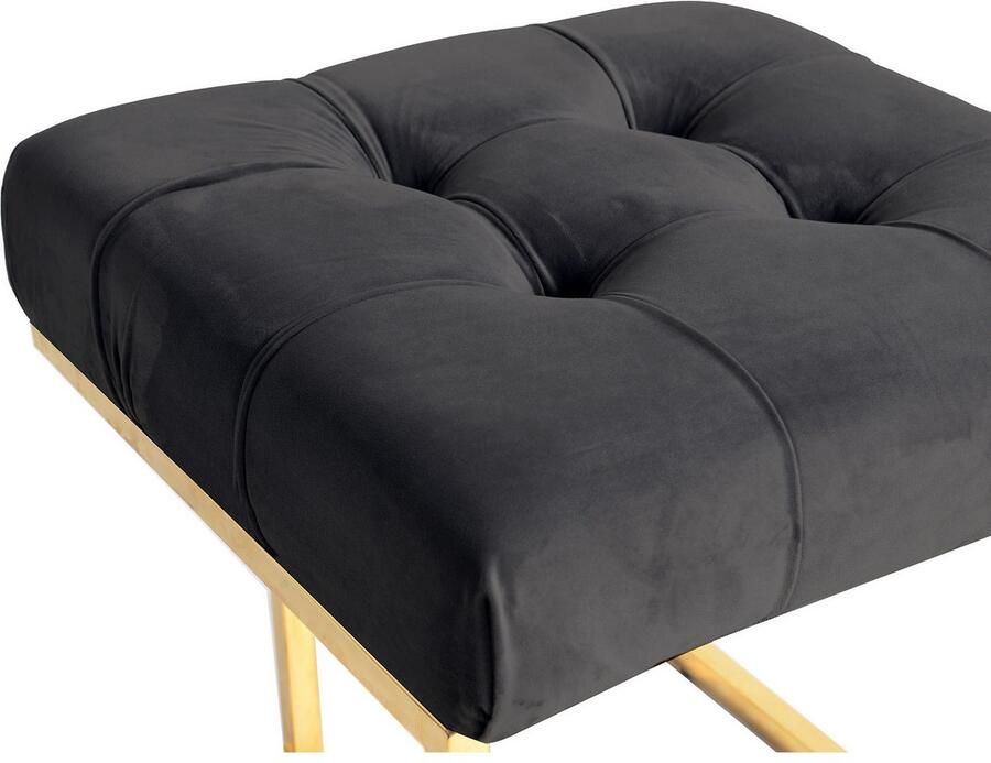 Kayoom Hocker Kruk Rarity 125 elegante uitstraling door goudkleurige frame hoekig fluweelzacht doorgestikt met sierknopen edelstalen frame (1 stuk) - Foto 4