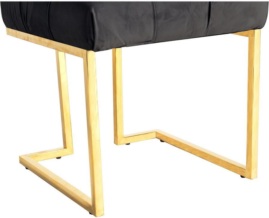 Kayoom Hocker Kruk Rarity 125 elegante uitstraling door goudkleurige frame hoekig fluweelzacht doorgestikt met sierknopen edelstalen frame (1 stuk) - Foto 3