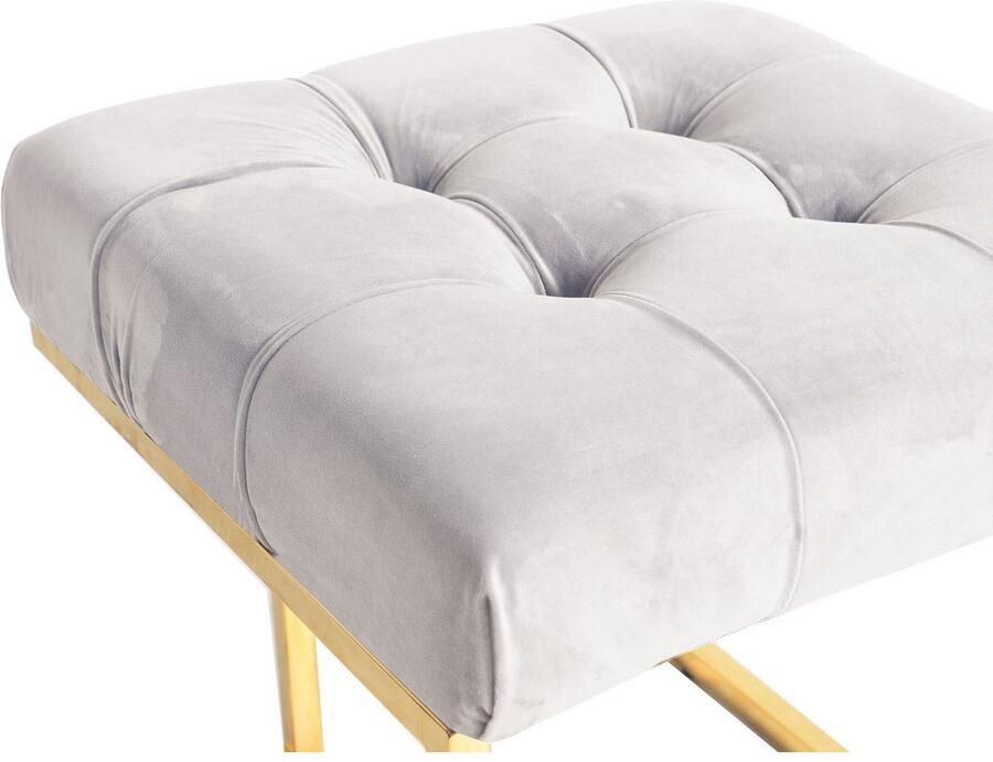 Kayoom Hocker Kruk Rarity 125 elegante uitstraling door goudkleurige frame hoekig fluweelzacht doorgestikt met sierknopen edelstalen frame (1 stuk) - Foto 4