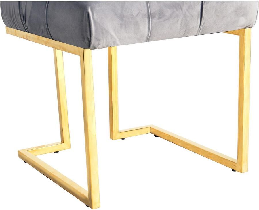 Kayoom Hocker Kruk Rarity 125 elegante uitstraling door goudkleurige frame hoekig fluweelzacht doorgestikt met sierknopen edelstalen frame (1 stuk) - Foto 3