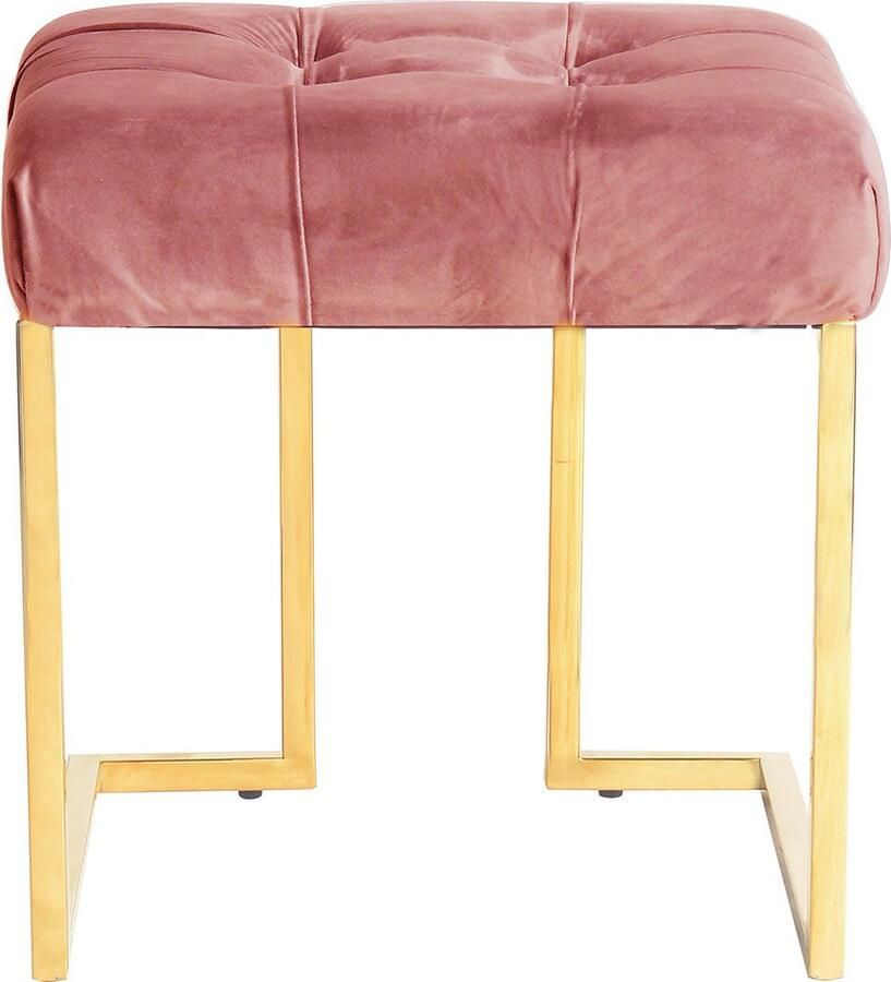 Kayoom Hocker Kruk Rarity 125 elegante uitstraling door goudkleurige frame hoekig fluweelzacht doorgestikt met sierknopen edelstalen frame (1 stuk)