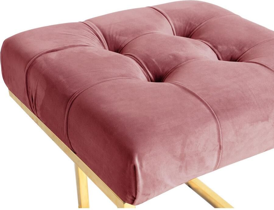 Kayoom Hocker Kruk Rarity 125 elegante uitstraling door goudkleurige frame hoekig fluweelzacht doorgestikt met sierknopen edelstalen frame (1 stuk) - Foto 4