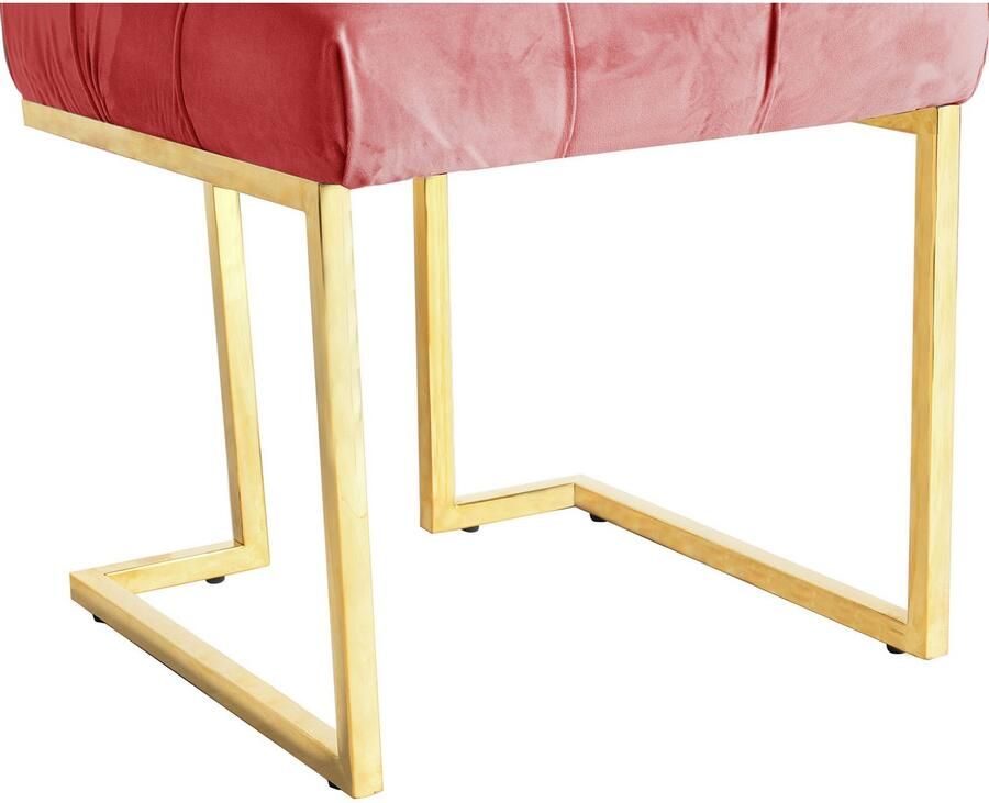 Kayoom Hocker Kruk Rarity 125 elegante uitstraling door goudkleurige frame hoekig fluweelzacht doorgestikt met sierknopen edelstalen frame (1 stuk) - Foto 3