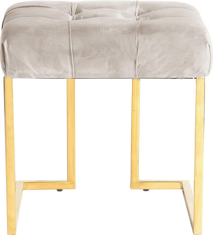 Kayoom Hocker Kruk Rarity 125 elegante uitstraling door goudkleurige frame hoekig fluweelzacht doorgestikt met sierknopen edelstalen frame (1 stuk)