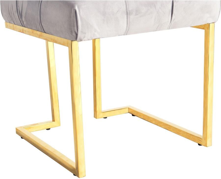 Kayoom Hocker Kruk Rarity 125 elegante uitstraling door goudkleurige frame hoekig fluweelzacht doorgestikt met sierknopen edelstalen frame (1 stuk) - Foto 3