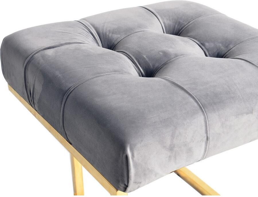 Kayoom Hocker Kruk Rarity 125 elegante uitstraling door goudkleurige frame hoekig fluweelzacht doorgestikt met sierknopen edelstalen frame (1 stuk) - Foto 4