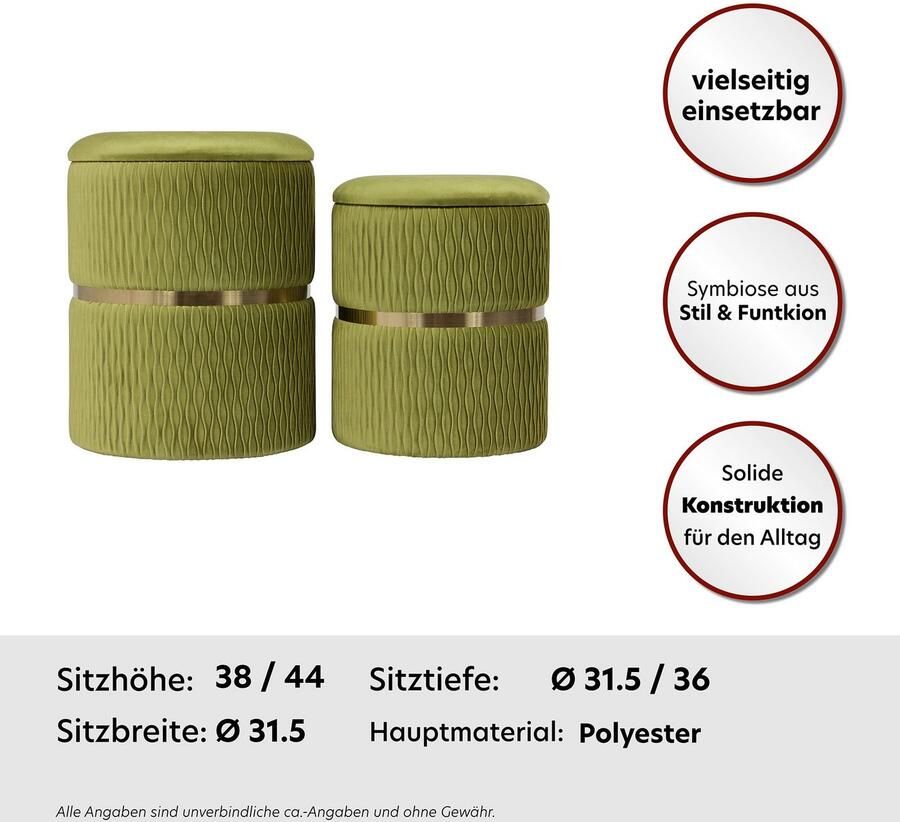 Kayoom Hocker Kruk Zora 425 2-delige set praktische en verborgen opbergruimte (set 2 stuks) - Foto 10