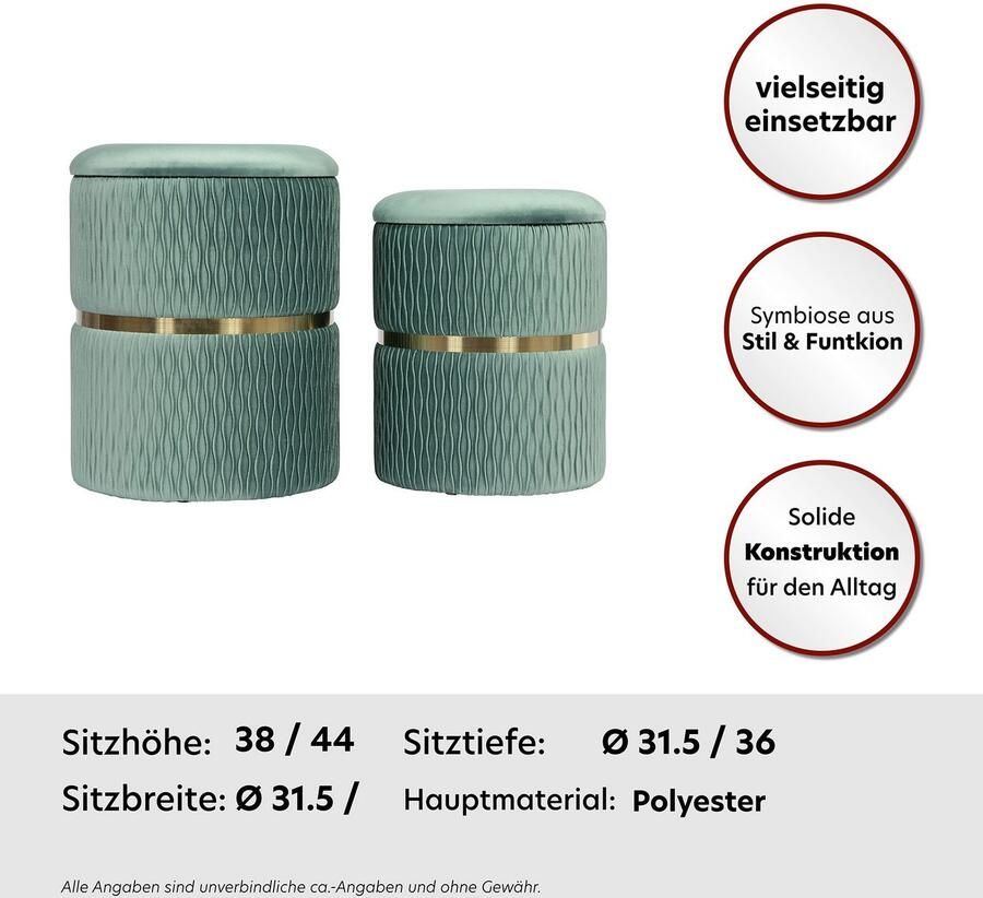 Kayoom Hocker Kruk Zora 425 2-delige set praktische en verborgen opbergruimte (set 2 stuks)
