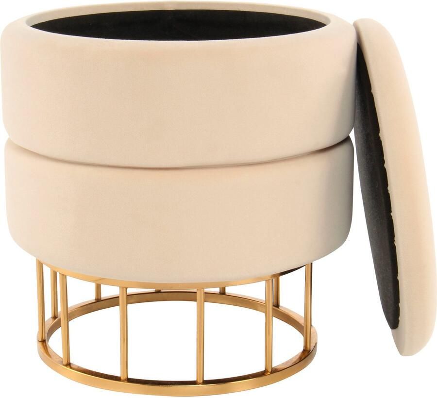 Kayoom Hocker met bergruimte Kruk Zero 525 zitkruk met comfort ronde moderne vorm glamoureus elegant met opbergruimte bekleding van fluweelzacht stof (1 stuk) - Foto 2