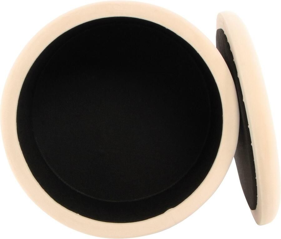 Kayoom Hocker met bergruimte Kruk Zero 525 zitkruk met comfort ronde moderne vorm glamoureus elegant met opbergruimte bekleding van fluweelzacht stof (1 stuk) - Foto 3