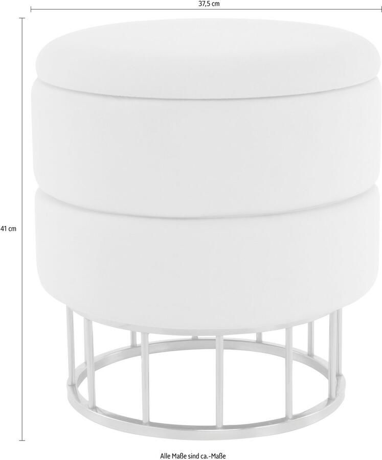 Kayoom Hocker met bergruimte Kruk Zero 525 zitkruk met comfort ronde moderne vorm glamoureus elegant met opbergruimte bekleding van fluweelzacht stof (1 stuk) - Foto 5